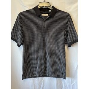 MUNSINGWEAR Mens Polo Shirt Size L Black Check Golf Y2K Preppy‎ Core Style